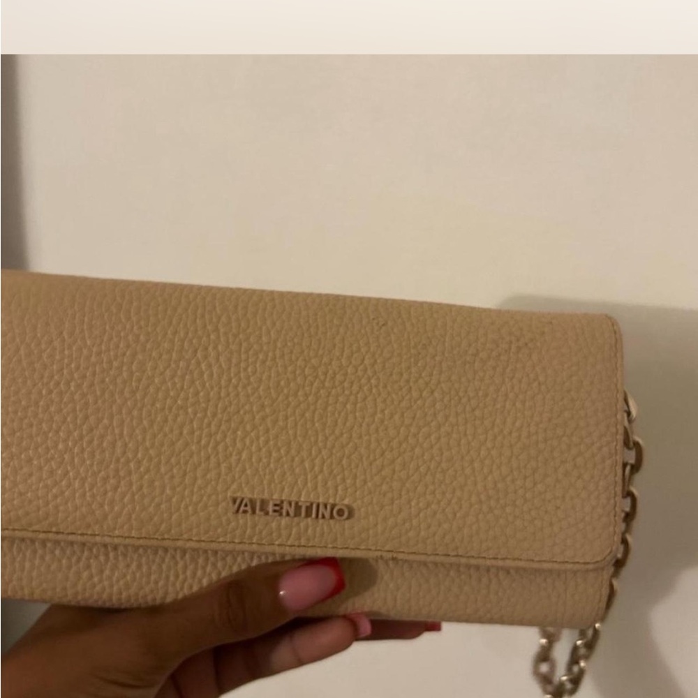 Valentino Tan Leather Wristlet